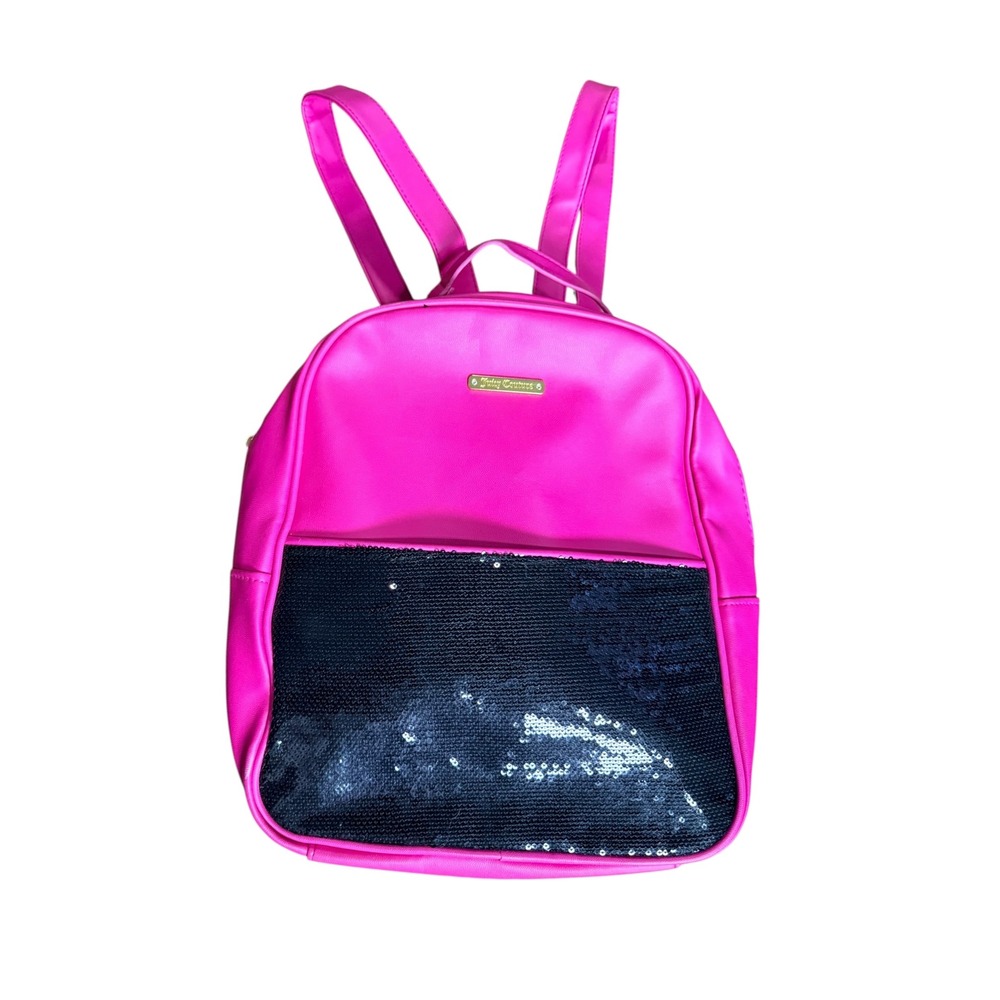 Juicy Couture Hot Pink Sequin Mini Backpack Gold Hug‎ Me Heart Charm 12x12 Bag
